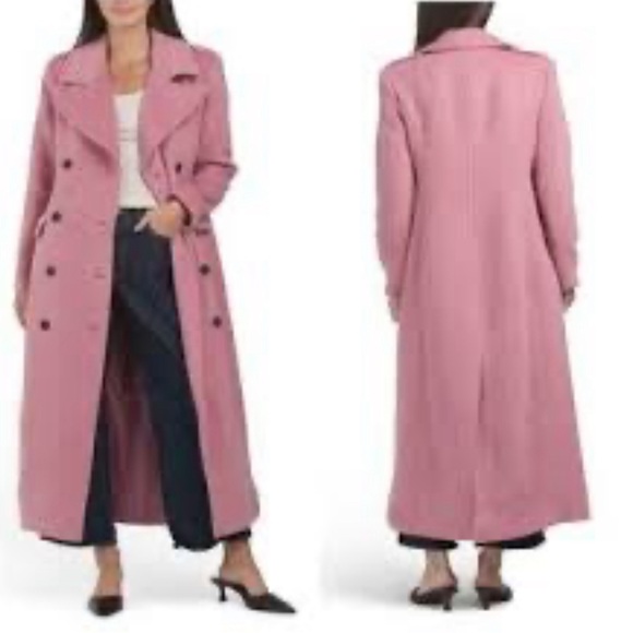 AVEC LES FILLES
Maxi Double Breasted Coat Stylish Pink Long Trench Coat size M - Picture 3 of 8